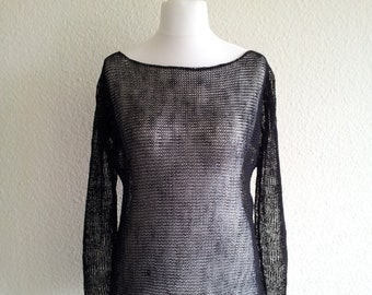 jeacara - Caro black - knitted sweater - cotton - linen