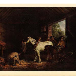 Interior of a Stable by Morland - Book Plate of the Masterpiece Painting - FREE Shipping in USA