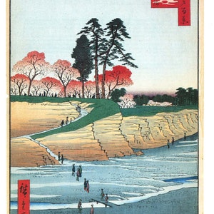28 - Hiroshige &quot;Gotenyama, Shinagawa&quot; Art Print from &quot;One Hundred Famous Views of Edo&quot; Book - FREE Shipping