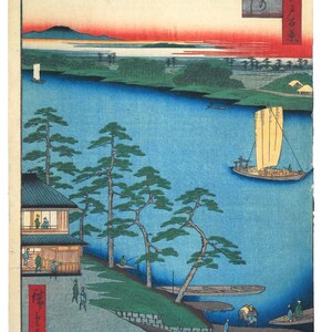93 - Hiroshige &quot;Niijuku Ferry&quot; Art Print from &quot;One Hundred Famous Views of Edo&quot; - FREE Shipping