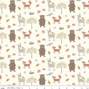 Riley Blake Cotton Flannel - Woodland Creatures on Cream F16023