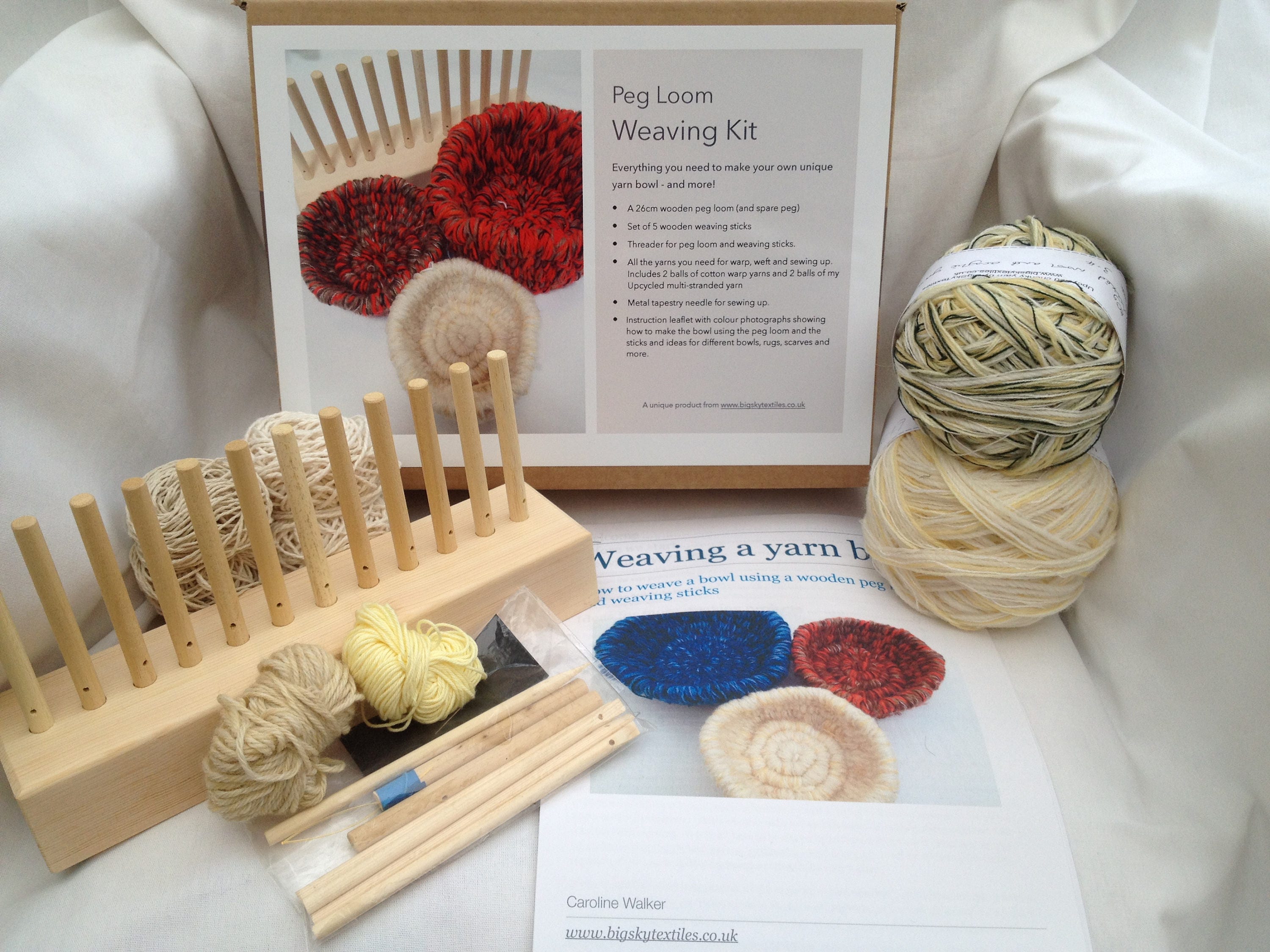 LAST ONE Weaving kit make a yarn bowl using a wooden peg Etsy