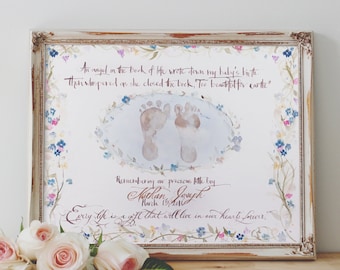 Sympathy Gift - Infant Loss- Hand-painted Watercolor and Calligraphy Keepsake-Memorial Stillborn, Miscarriage Bereavement-Made to Order