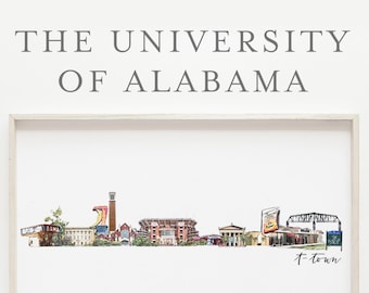 The University of Alabama Cityscape Watercolor Limited Edition Print Fine Art Gift Wall Art Signed by Artist