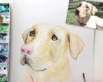 Original Hand Painted Watercolor Pet Portrait-8x10-Custom Dog Painting-Dog Memorial-Hand Calligraphy-Pet Portrait-Gift