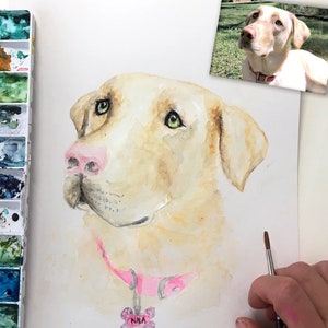 Original Hand Painted Watercolor Pet Portrait-8x10-Custom Dog Painting-Dog Memorial-Hand Calligraphy-Pet Portrait-Gift