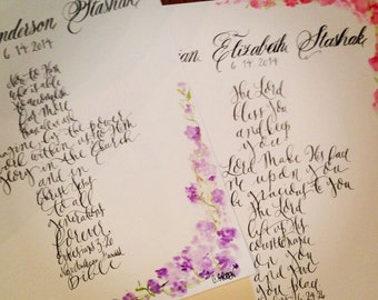 Calligraphy illustrated Bible Verse Quote- Hand Painted- Numbers 6:24-26-"The Lord Bless You and Keep You"- Custom- Made to Order