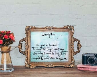 Serenity Prayer Art Hand painted Watercolor-Calligraphy-Illustration- gift- Customize color