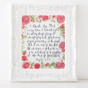 Benutzerdefinierte Kalligraphie Graduierung Geschenk Philipper, die, denen 1: 3 "danke ich meinem Gott" einzigartige Kunst rote Rosen für handgemalte, Hochschulabschluss, Freund, Hochschule-Dekor