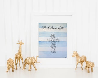 Calligraphy illustrated Bible Verse Quote- Hand Painted Numbers 6:24-26 "The Lord Bless You and Keep You" Custom Made to Order- Blue Stripes
