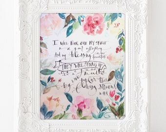Hand-painted Calligraphy Bible Verse Wall Art- Isaiah 44 "They will spring up like grass in a meadow"-Custom Made to Order-Keepsake Gift