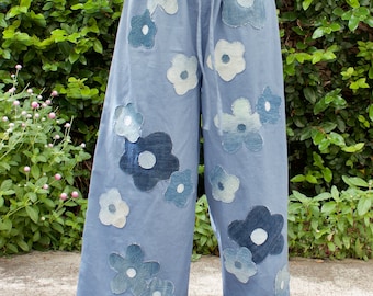 Recycled Denim Flower Power II Trousers | Preorder