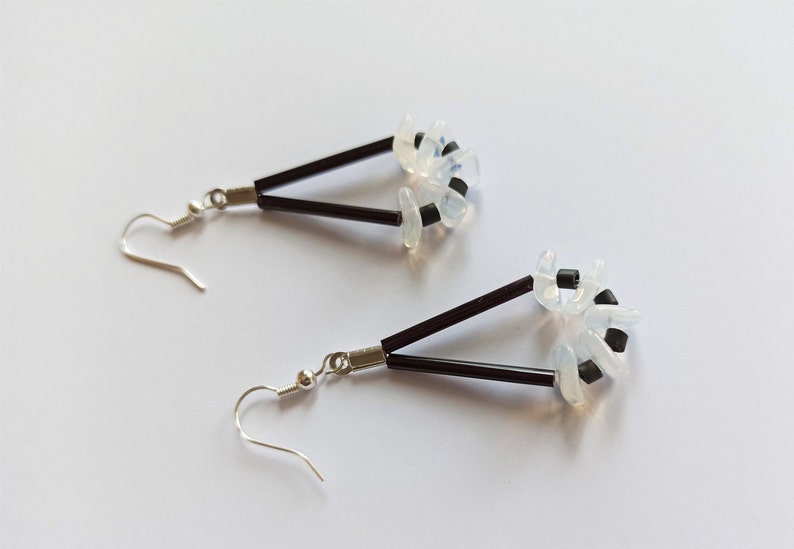 Black white dying earrings R\u00e9f.bo-073-