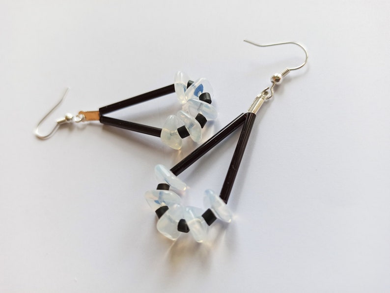 Black white dying earrings R\u00e9f.bo-073-