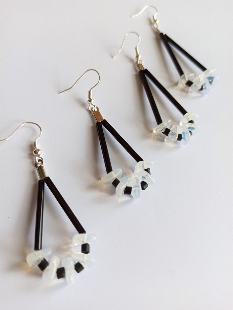 Black white dying earrings R\u00e9f.bo-073-