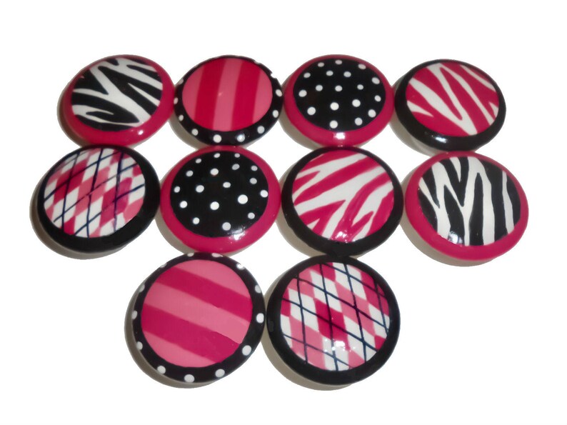 10 Girls Pink Zebra Wild Print Hand Painted Drawer Pulls Knobs Etsy