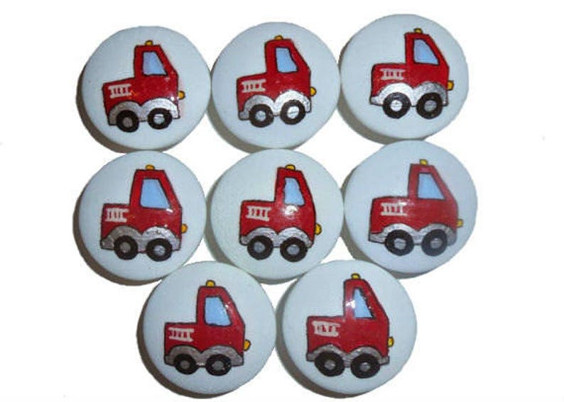 Custom Boys Red Fire Engine Hand Painted Drawer Pulls Knobs Etsy