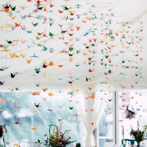 6 "Regenbogen Origami Kranichen Girlanden Strings - Spannweite 5" - Medium Papierkrane Hochzeitsdekorationen Hochzeit Hintergrund Fenster Display