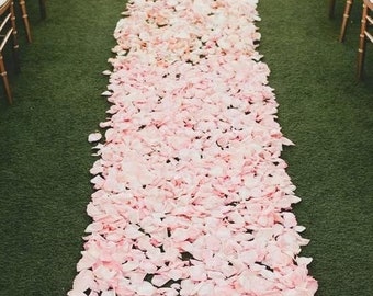 Ivory to Blush Rose Petals, Silk Rose Petals, DIY Aisle Runner, Rose Petal Aisle Runner, Flower Girl Petals, Petal Toss, Wedding