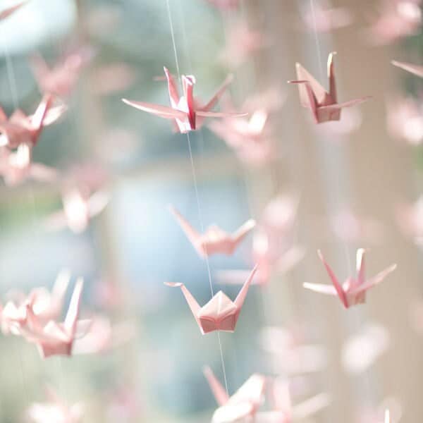 Petal Pink Origami Cranes Garlands Strings - Paper Cranes Wedding Ceremony Decorations Wedding Backdrop Centerpiece Window Display