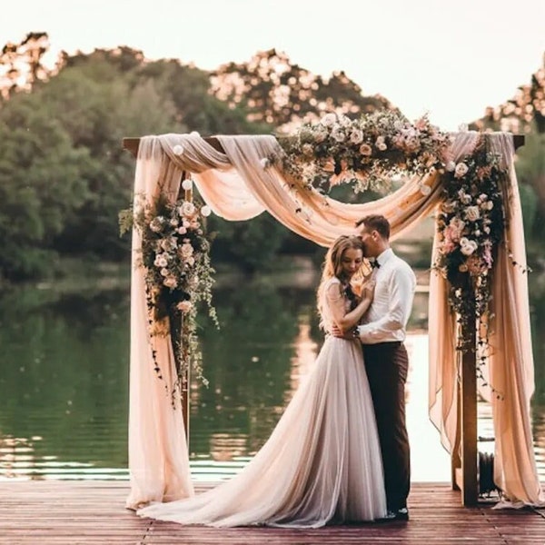 40+ Farben Hochzeit Bogen Chiffon drapieren Stoff Drapierung Hochzeit Zeremonie Dekorationen Hintergrund Vorhang Fotografie Hintergrund