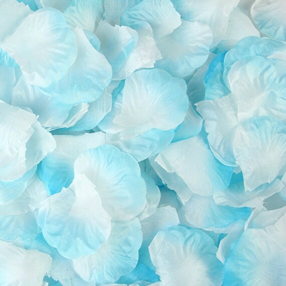 White To Light Blue Rose Petals Silk Rose Petals Diy Aisle Etsy