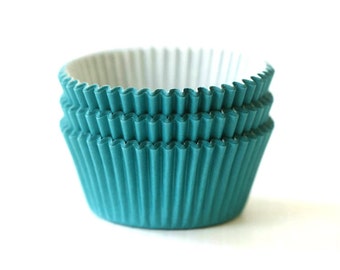 Mini Teal Turquoise Aqua Blue Solid Color Cupcake Liners