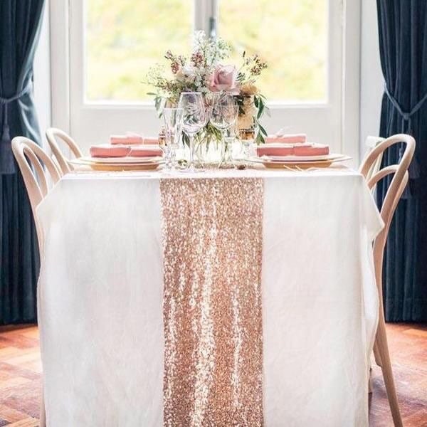 9 Colors Sequin Table Runner - Glitter Sparkly Bling Tablecloth Linens, Wedding Banquet Party Baby Shower Event Decoration