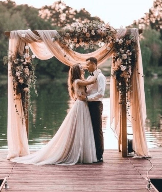 Rose Gold Wedding Arch Draping Fabric Chiffon Fabric Drapery Wedding  Decorations Photography Background Backdrop Curtain 