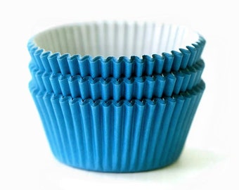 Solid Azure Blue Cupcake Liners