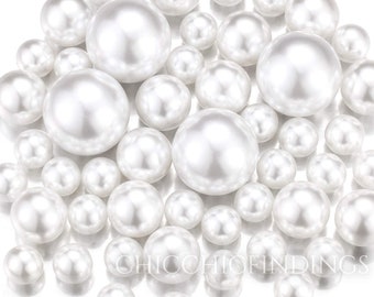 White Vase Filler Pearls - 10 Size Available - Faux Pearls, Jumbo Pearls, No Hole Pearls, Pearls Centerpiece, Floating Candle Centerpiece