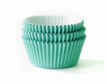 Mini Light Mint Blue Solid Color Cupcake Liners