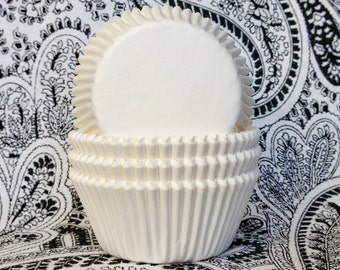 Mini White Solid Color Cupcake Liners