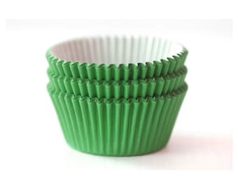 Mini Green Solid Color Cupcake Liners
