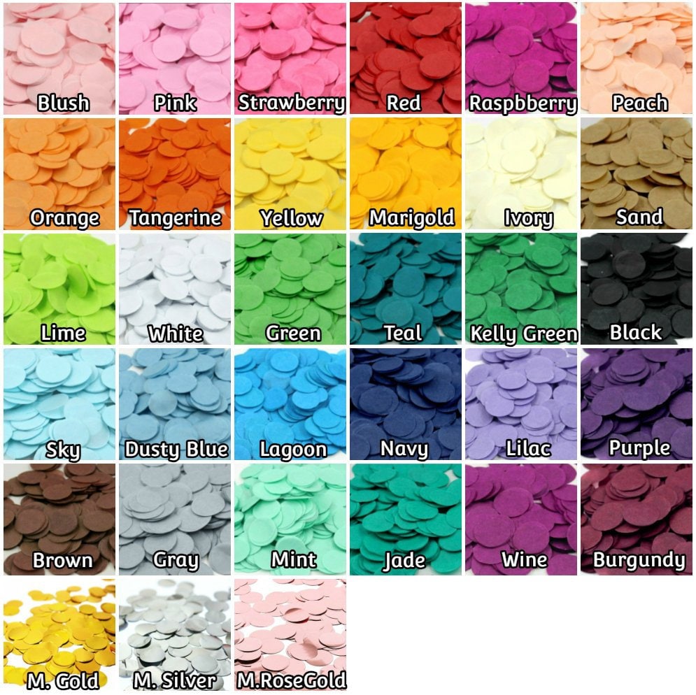 33+ Colors Tissue Paper Confetti - 1" Round - Mix & Match Confetti, Balloon Confetti, Party Confetti