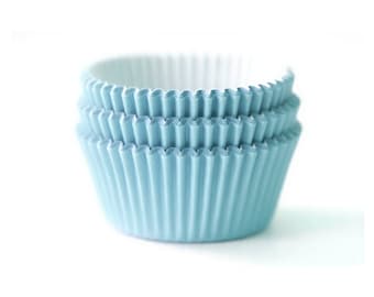 Mini Light Sky Blue Solid Color Cupcake Liners