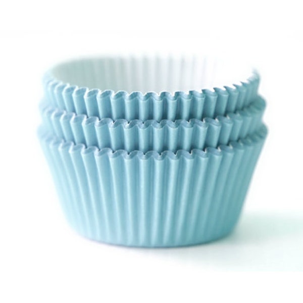 Mini Light Sky Blue Solid Color Cupcake Liners