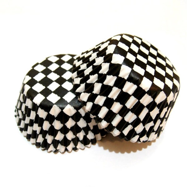 Black and White Checker Cupcake Liners (50)