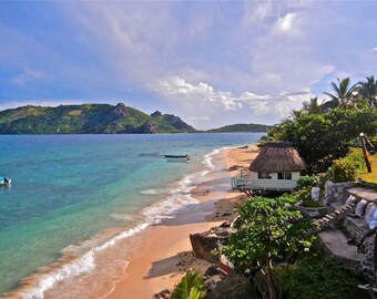 Ocean photography palm trees water sand boats mountains islands clouds heaven on earth Fiji
