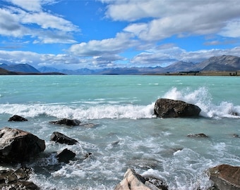Splash landscape photography water waves mountains clouds timeless