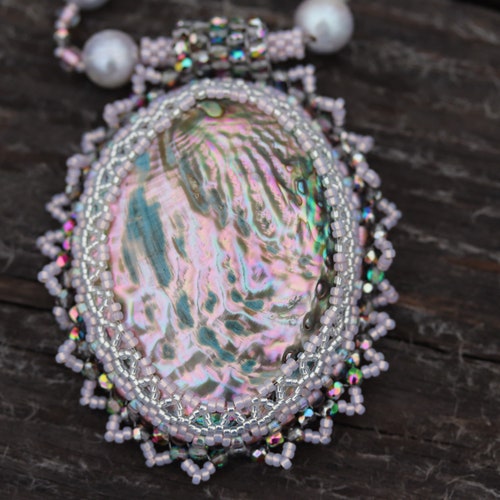 Abalone shops Shell & Freshwater Pearl Necklace