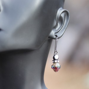 Gunmetal & Glass Dangle Earrings