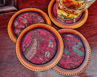 Handcrafted Leather Coaster Set