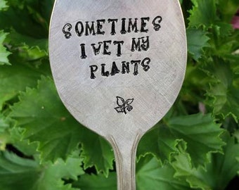 Hand Stamped Vintage Silver Plate Spoon Plant Markers