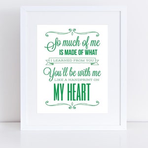 Wicked el musical, He cambiado para siempre, Arte musical de Broadway, Porque te conocí, Regalo para mentor, 8x10 Descarga instantánea imprimible