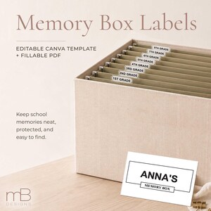 School Memory Box Labels | Hanging File Folder Organizer (Canva PDF)