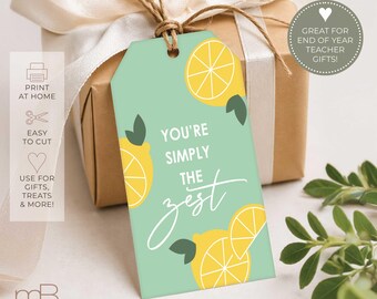 Lemon Zest Printable Gift Tags, Teacher Appreciation, Summer Hostess (Digital Download)