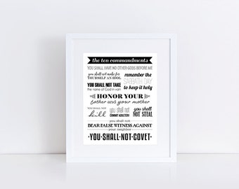The Ten Commandments, Scripture Art, Bible Verse, Christian Decor, Christian Art, Scripture Print, Scripture,8x10 Instant Download Printable