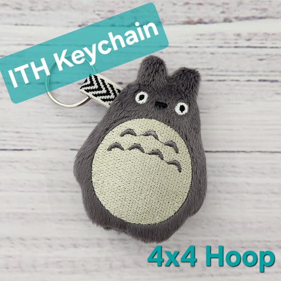 ITH Totoro Plush Keychain | Forest Spirit Key Ring Embroidery Design | 4x4 In The Hoop Keyfob