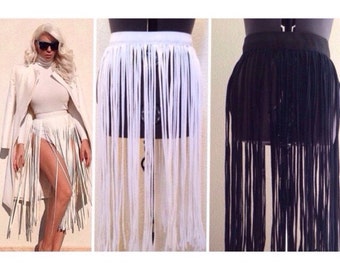 Black BELTED Fringe Skirt, crochet skirt, white skirt, sheered skirt, belted skirt, beachwear, swim wear, resort wear, bikini cover up